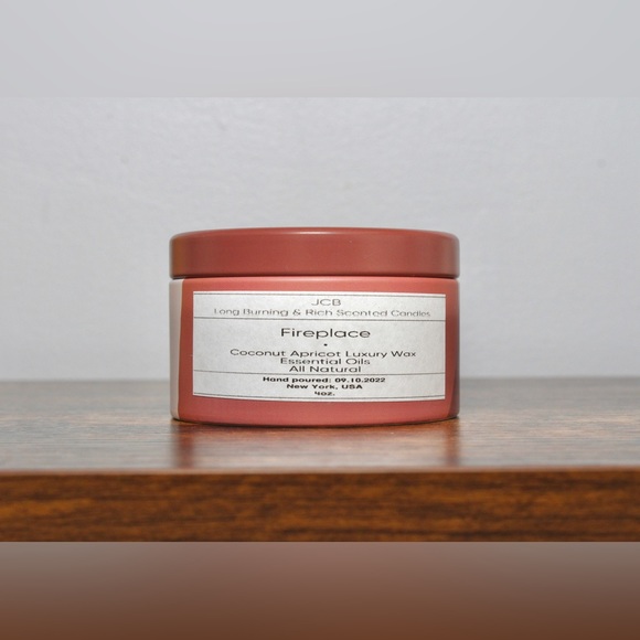Fireplace Coconut Luxury Wax Scented Candle Essential Oils Hand Poured 4 oz - Picture 2 of 3